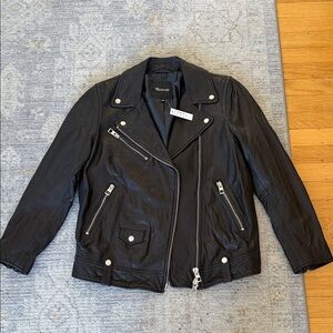Madewell Midnight Leather Jacket with Silver Accents